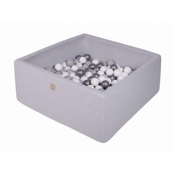 Meowbaby Piscina De Bolas, Cuadrada Seca Para Niños, Gris Claro : Blanco/plata/gris, 300 Pcs, 90x90x40cm