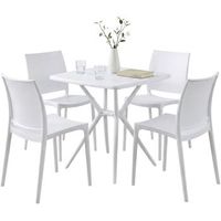 conjunto de muebles de jardin amino con 4 sillas plastico blanco 156x156x81 cm clp