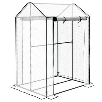 Outsunny Invernadero de jardín con 2 espacios y 2 puertas enrollables - 0,8 m² Invernadero de tomates 1x0,8x1,5 m, Acero y PE   Aosom España