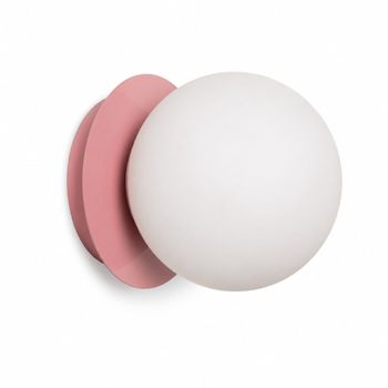 Aplique de pared mate metal rosa y vidrio blanco d15 cm