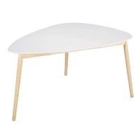 mesa de comedor triangular blanca de mdf y hevea de 150 cm