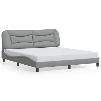 Estructura De Cama Sin Colchón Hvar Tela Gris Claro 180x200 Cm Vidaxl