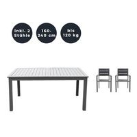 grupo de asientos de jardin extensible casa madera - 160240 x 100 cm 2 sillas