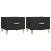 juego de 2 mesitas de noche con cajon 50 x 50 x 40 cm madera de ingenieria negra dec040422