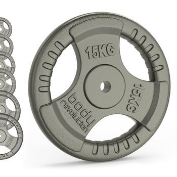 2x Placas De Pesas Disco Con Agarre Hierro Fundido - 15kg