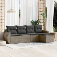 conjunto de sofas jardin con cojines 5 uds  mueble jardin mesa y sillas ratan sintetico gris cfw816820