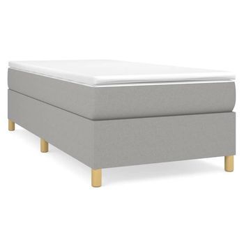 Estructura De Cama Individual Para Adultos Con Somier - Tela Gris Claro 90x190 Cm