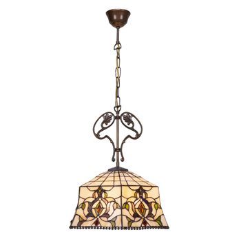 Colgante De Techo Con Cadena Y Adorno Fundición Con Pantalla Tiffany D. 40cm Serie Hexa