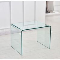 mesa auxiliar - mueble para salon - vidrio templado - transparente 50x40x45cm