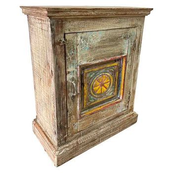 Mesita De Madera Acabado Artesanal Marrón 52x26x69h Cm