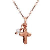 cadena de plata 925 chapado en oro colgante cruz perla