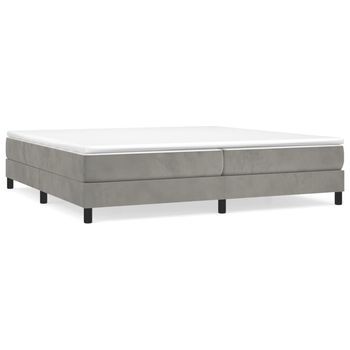 Cama Matrimonial | Cama Para Adultos | Estructura De Cama Box Spring Terciopelo Gris Claro 200x200 Cm