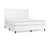 cama box spring con colchon cuero sintetico blanco 160x200 cm diseno plano