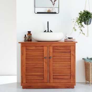 Mueble De Baño De Madera De Caoba Maciza De 97 Cm