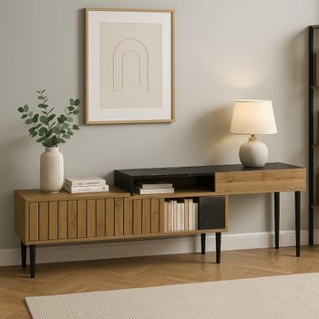 Aparador de diseño con compartimentos de almacenamiento.