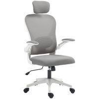 homcom silla ergonomica de oficina de malla transpirable con altura ajustable reposacabezas y soporte lumbar ajustables gris   aosom espana