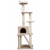 rascador para gato wuapu modelo six con elementos varios altura 155cm base 35x49cm color beige