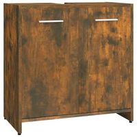 armario de bano madera contrachapada roble ahumado 60x33x60 cm vidaxl