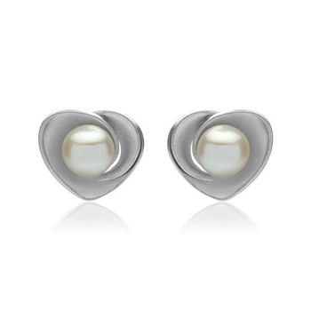 Pendientes chapados en rodio diseño corazón plata 925