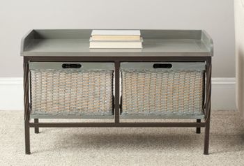 Banco en madera de olmo/mdf, gris