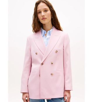 Tommy Hilfiger para mujer. WW0WW50784 Americana atemporal de corte amplio rosa (36), Casual, Poliéster, Manga larga