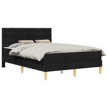 Estructura De Cama Con Colchón Negro 140 X 190 Cm Tela Vidaxl