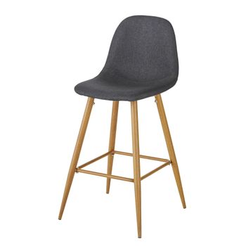 Taburete alto de tela gris antracita con patas efecto roble de 65,5 cm