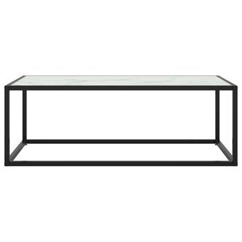 Mesa De Centro 100x50x35 Cm Vidrio Y Acero Con Recubrimiento En Polvo - Blanco