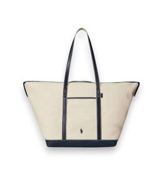 Polo Ralph Lauren para mujer. 428973072002 Bolso tote shopper grande de loneta beige (OSFA), Casual, Algodón