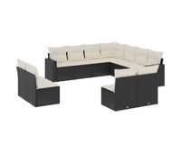 vidaxl set de sofas de jardin 11 pzas y cojines ratan sintetico negro