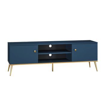 Mueble tv 2 puertas 160 cm melamina azul