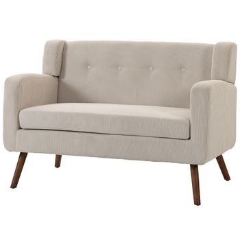HOMCOM Sofá de 2 Plazas 118 cm de Pana con Capitoné y Patas de Madera   Aosom España