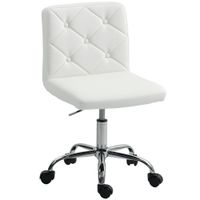 homcom silla de oficina regulable con revestimiento a botones en piel pu espuma y acero 44x50x78-88 cm blanco   aosom espana