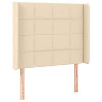 cabecero cama mueble de dormitorio con led de tela 93 x 16 x 118128 cm crema m020000553