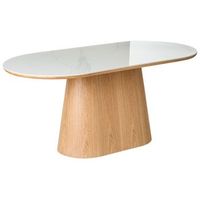 mesa de comedor ovalada 180 x 90 cm patas de madera mdf acabado chapado fresno lockhart