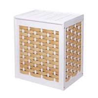cesto para la ropa sucia de madera maciza clasificador de ropa de malla 61x51x35cm blanco 040003751
