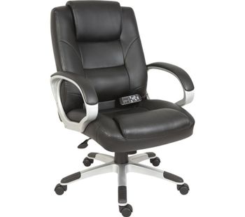 Lumbar Massage Faux Leather Executive Chair - Silver & Black, Silver