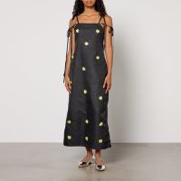 sister jane fanciful flower cloque midi dress - suk 8