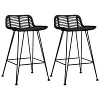 taburetes de cocina 2 unidades ratan negro vidaxl