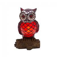 lampara de mesa tiffany buho rojo