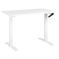 escritorio de altura regulable manualmente oficina moderna patas cuadradas  120 x 72 cm tablero blanco soporte de acero blanco destines