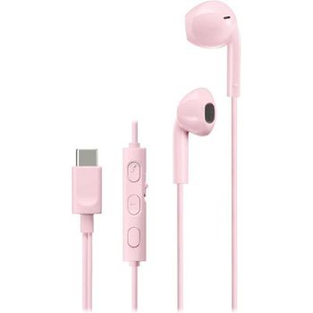 Auriculares JVC HA-FR17UC con cable USB-C para llamadas y música, micrófono y control remoto, rosa