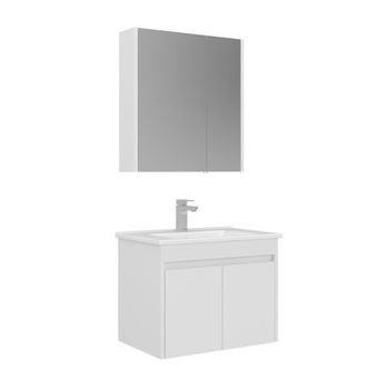 Conjunto De Mueble Con Lavabo Y Espejo (2 Piezas)  - 65 X 45 X 52 Cm - Blanco