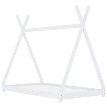 Cama Individual | Cama Infantil | Estructura De Cama Infantil Madera Maciza Pino Blanca 70x140 Cm