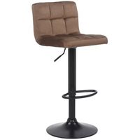 taburete de bar de terciopelo marron con patas de metal negro asiento acolchado reposapies giratorio tdb10180