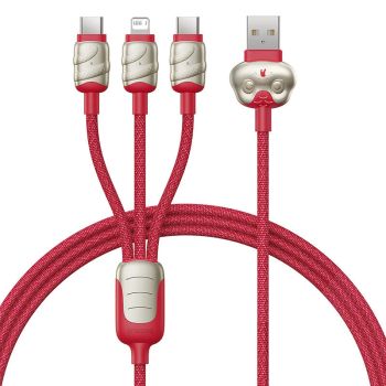 Baseus Snake Zodiac Series 3.5A USB-A a USB-C+USB-C+iP Cable de Carga Rápida Transmisión de Datos Núcleo de Cobre Engros