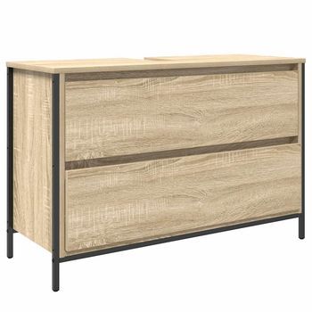 Mueble De Baño Con Lavabo Y Cajones Roble Sonoma 90x34,5x60 Cm
