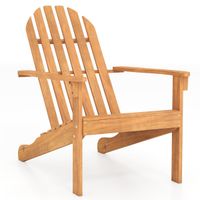 costway silla adirondack de madera de acacia con asiento inclinado y respaldo alto ergonomica listones para porche jardin piscina natural