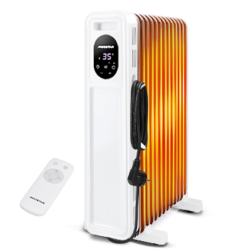 Aigostar Snug - Radiador de Aceite de 13 Elementos, 2500 W, Pantalla de Control LED, Temporizador de 24h, Mando a Distancia, 3 Modos con Función Eco, Silencioso, Recomendado para Estancias de 25 ㎡