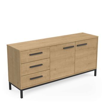 Aparador Craft 2 Puertas 3 Cajones En Roble Y Negro 72x40x153cm